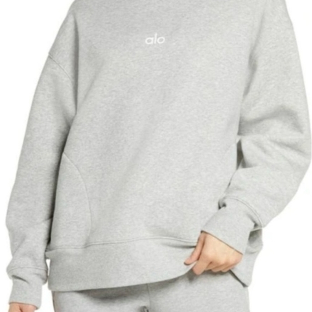 ALO Yoga Gray Crew Neck Sweater Soft Cotton Blend